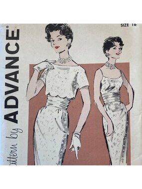 60s Sheath Dress Scalloped Jacket Advance 9328 B36 Vintage Sewing Pattern READ